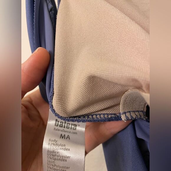 Weissman Dance Costume blue dress Matte Jersey Dress With Drape D10445 MA adult - Picture 10 of 12